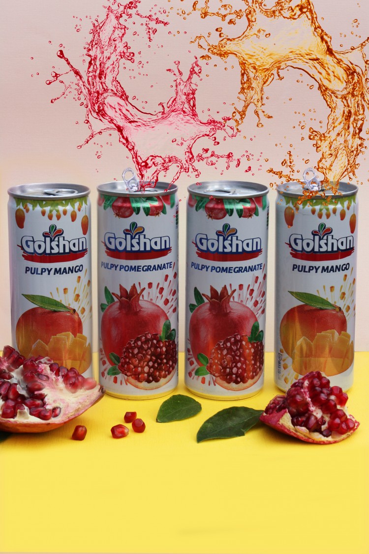 Негазированный фруктовый сокосодержащий напиток Golshan Микс манго и гранат 4 банки по 240 мл 5-0-013