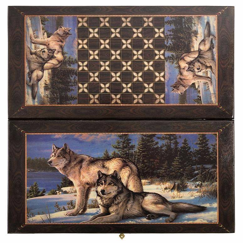 Настольная игра: Нарды + шашки Смоленские "2 волка" малые 4-2-392 фото 1 — Egidius.ru