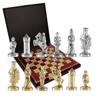 Шахматный набор &quot;Византийская Империя&quot;  (красн. мет. доска 20х20, дер. короб, фигуры золото/серебро) 31-0789 — Egidius.ru
