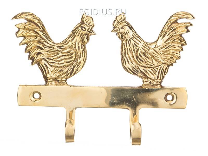 Вешалка на 2 крючка "петухи" длина=15 см  330-873 фото 1 — Egidius.ru