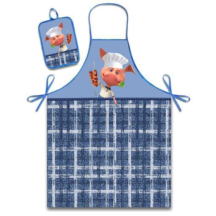 Кухонный набор "Шашлык" ГК-30 (фартук 60х80, прихватка 22х15) джинса, 100% п/э    813-171 фото 1 — Egidius.ru