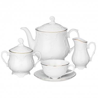 Чайный сервиз на 6 персон 15 пр рококо &quot;золотая линия&quot; 300-266 — Egidius.ru
