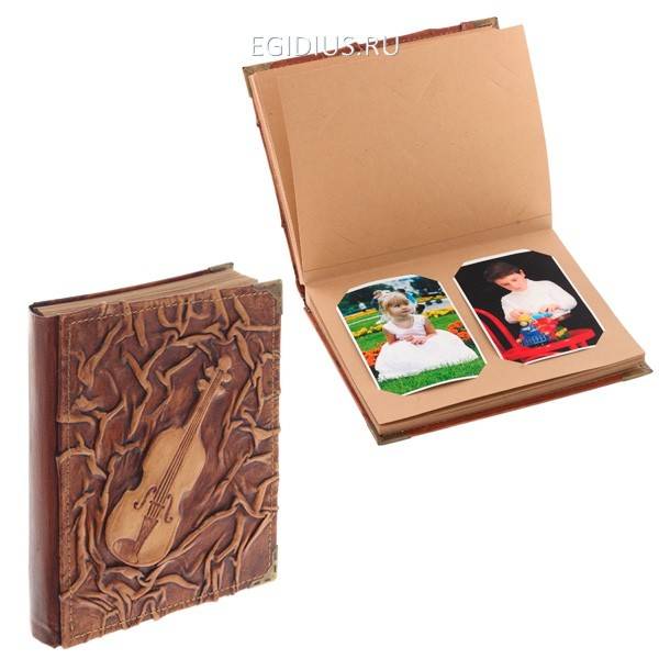 Фотоальбом "Скрипка" кожа на 80 фотографий 10х15 см, 40 фотографий 13х18 см или 15х21 см, L20 W25 см 81-0143 фото 1 &mdash; Egidius.ru