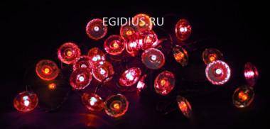 Светов. Украшение гирлянда 30 диодов, режим мигания, с зеркальным декором (Цвет красный) 10-4015 — Egidius.ru