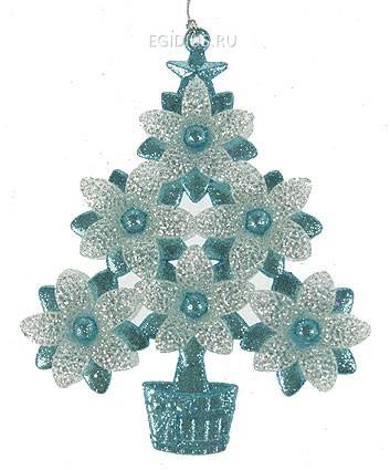 Игрушка ёлочная Елочка голубой 14*11см 151-127 фото 1 &mdash; Egidius.ru