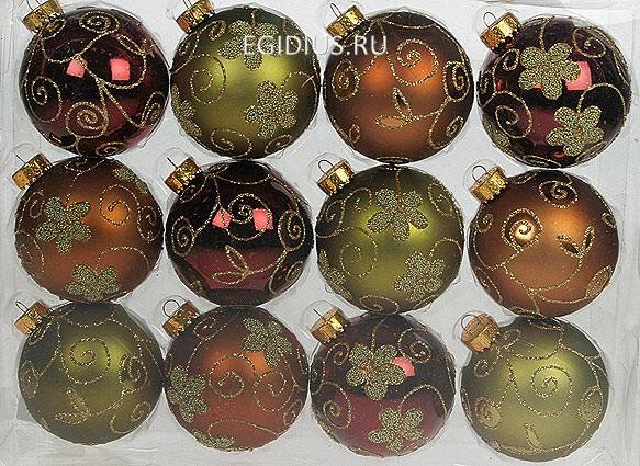 Набор ёлочных игрушек из 12шт., пластик 7см  151-220 фото 1 — Egidius.ru