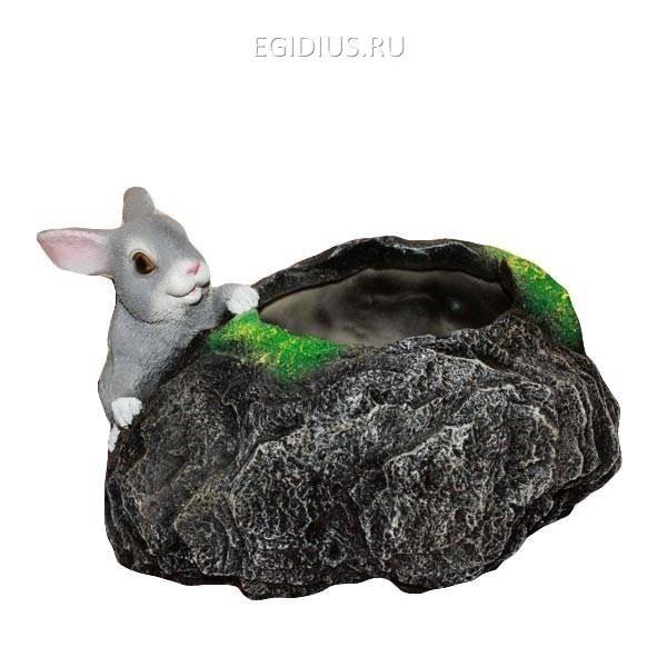 Кашпо для дачи Заяц у камня, L28 W19 H17 см 81-6009 фото 1 — Egidius.ru