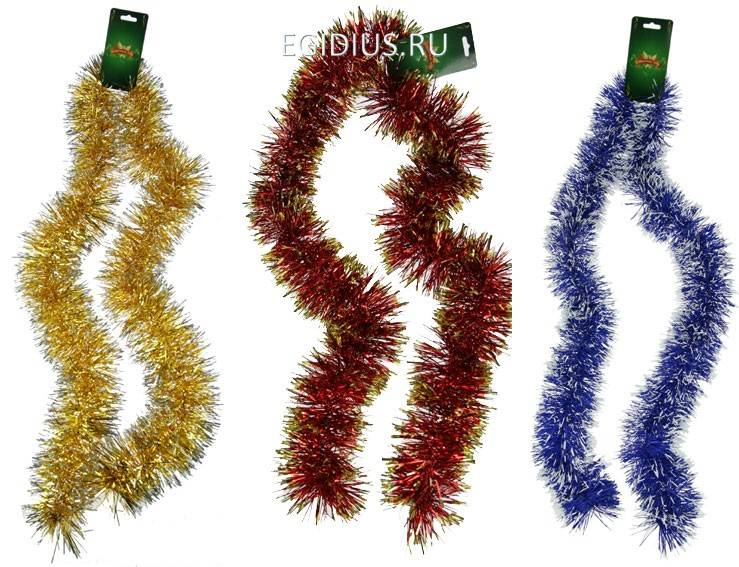 Мишура СИНИЙ/ЗОЛОТО/КРАСНЫЙ 150см  152-340 фото 1 &mdash; Egidius.ru