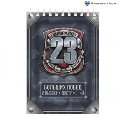 Подарки на 23 февраля коллегам, блокнот &quot;23 февраля.&quot;, А6, на гребне, 40 листов 801-201 — Egidius.ru