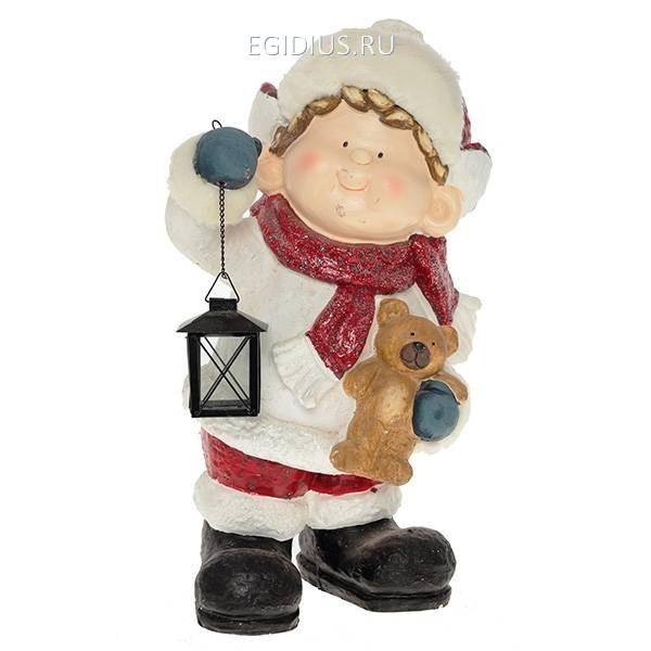 Фигура для дачи "Мальчик с фонарем", L30 W22 H51 см 81-6387 фото 1 &mdash; Egidius.ru