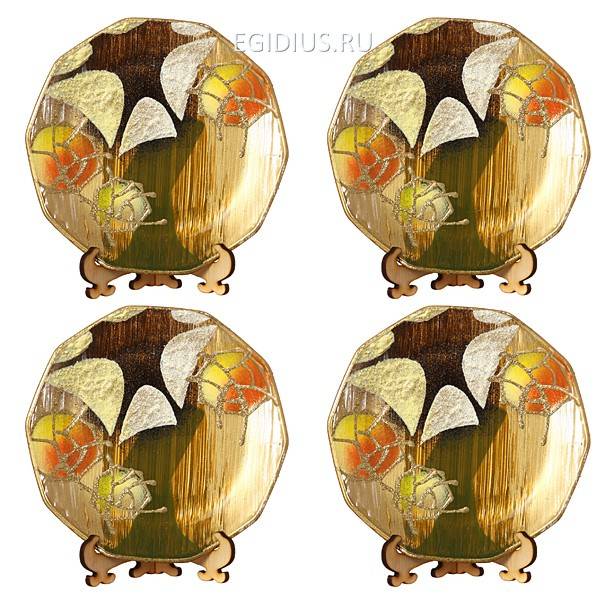 Набор тарелок декоративных из 4 шт.""зеленая геометрия" диаметр=15 см. 319-838 фото 1 — Egidius.ru