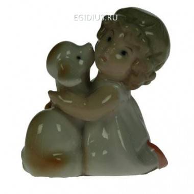 Статуэтка &quot;Девочка и щенок&quot;, фарфор 8см 113-038 — Egidius.ru