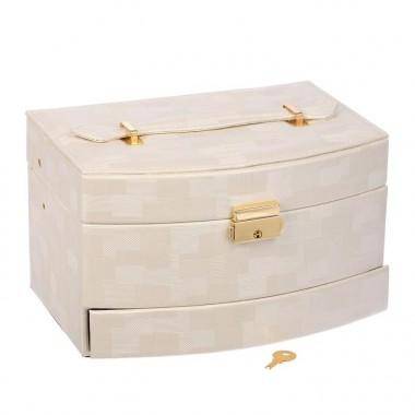 Шкатулка кожзам для украшений &quot;Штрихи&quot; молочная 13х21,5х15,5 см    803-906 — Egidius.ru