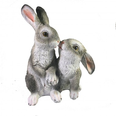 Фигура декоративная &quot;Пара зайчиков&quot; (серый) 15 х12 х23см, символ года 2023, кот, кролик 81-3184 — Egidius.ru