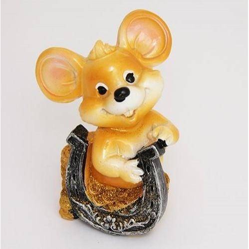 Копилка Мышка с подковой 9.5*6.5*6.5см 3-2-008 фото 1 &mdash; Egidius.ru