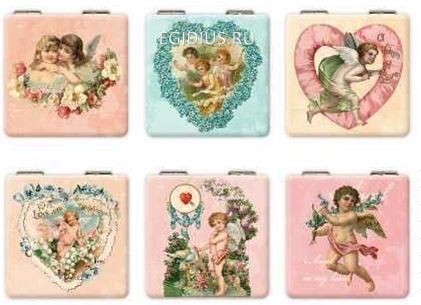 Зеркальце Ангелочек 6*6см в дисплее МИКС  105-211 фото 1 — Egidius.ru