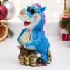 Копилка "Дракончик с рублем" (синий) 10*7*6,5см 81-3256 фото 2 — Egidius.ru