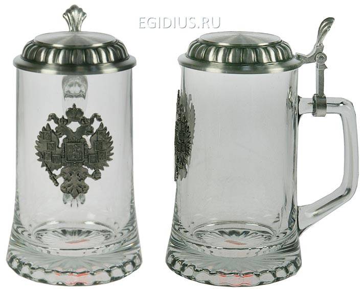 Пивная кружка коллекционная Герб с крышкой  112-007 фото 1 &mdash; Egidius.ru
