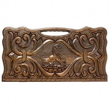 Настольная игра: Нарды резные &quot;Лев&quot; с ручкой, Haleyan 4-2-035 — Egidius.ru