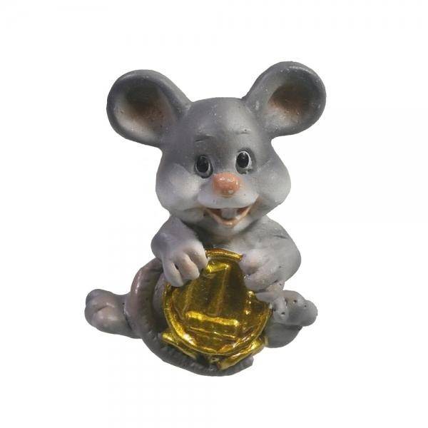 Магнит Мышонок с рублем (серый) L3,5 W1,5 H4,5 см 82-0903 фото 1 — Egidius.ru