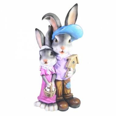 Фигура для дачи &quot;Заяц с зайчихой&quot; L13W23H48 81-6824 — Egidius.ru