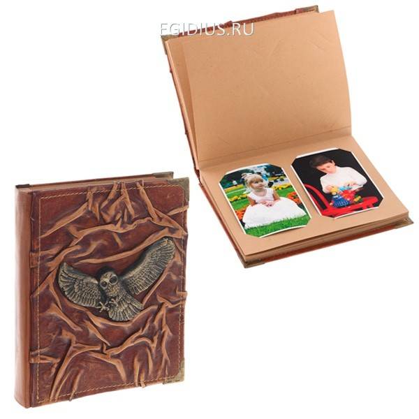 Фотоальбом "Сова" кожа на 80 фотографий 10х15 см, 40 фотографий 13х18 см или 15х21 см, L20 W25 см 81-0146 фото 1 — Egidius.ru