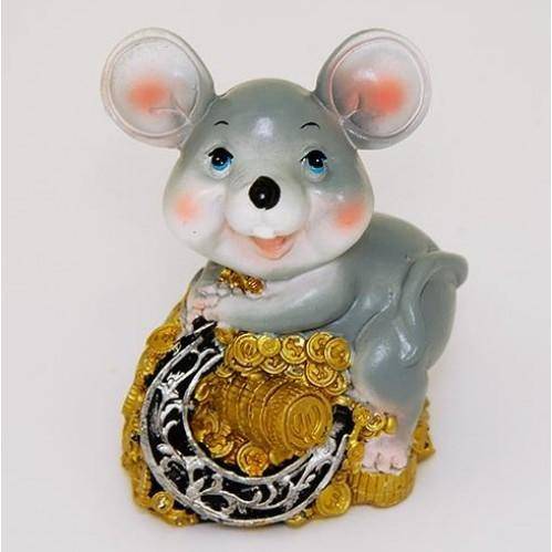 Копилка Мышка с подковой, 2вида полистоун 8*6*11см 3-2-009 фото 1 &mdash; Egidius.ru