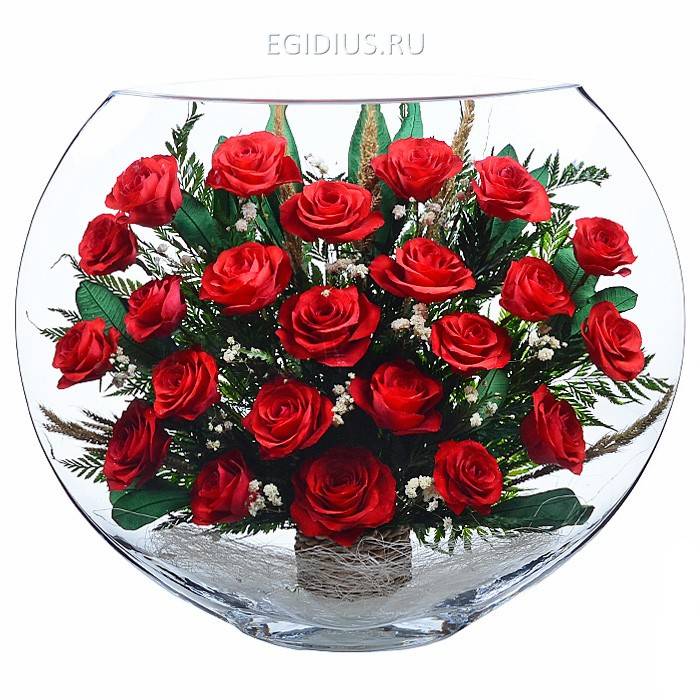 Цветы в стекле: Композиция из красных роз  200-103 фото 1 &mdash; Egidius.ru