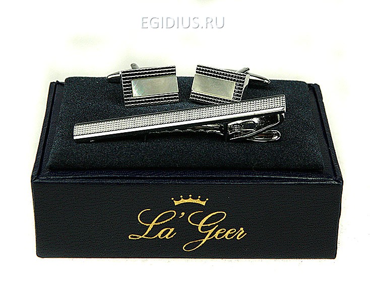 Подарочный набор "LA GEER": заколка для галстука, запонки 7*3*10см  102-929 фото 1 — Egidius.ru