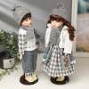 Кукла коллекционная парочка набор 2 шт "Мила и Слава в нарядах в серую клетку" 40 см    804-732 фото 3 — Egidius.ru