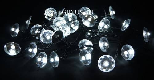 Светов. Украшение гирлянда 30 диодов, режим мигания, с зеркальным декором (Цвет белый) 10-4019 фото 1 — Egidius.ru