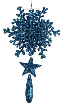 Игрушка ёлочная Снежинка голубой 17см 151-130 фото 1 — Egidius.ru