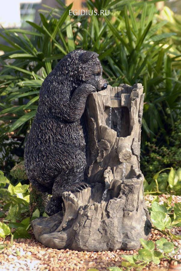 Садовый фонтан "Медведь" h=67 x 39 x 45.5 31-0627 фото 1 — Egidius.ru