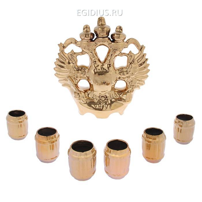 Набор водочно-коньячный "Орел" 7 предметов золото 806-027 фото 1 &mdash; Egidius.ru