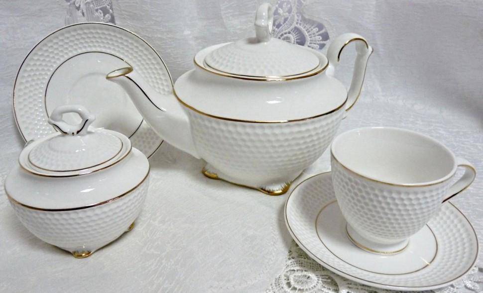 Чайный набор 14 пр. "Соты",чайник 1,15 л., сахарница 300 гр,чашка 220 мл. 21-1011 фото 1 &mdash; Egidius.ru