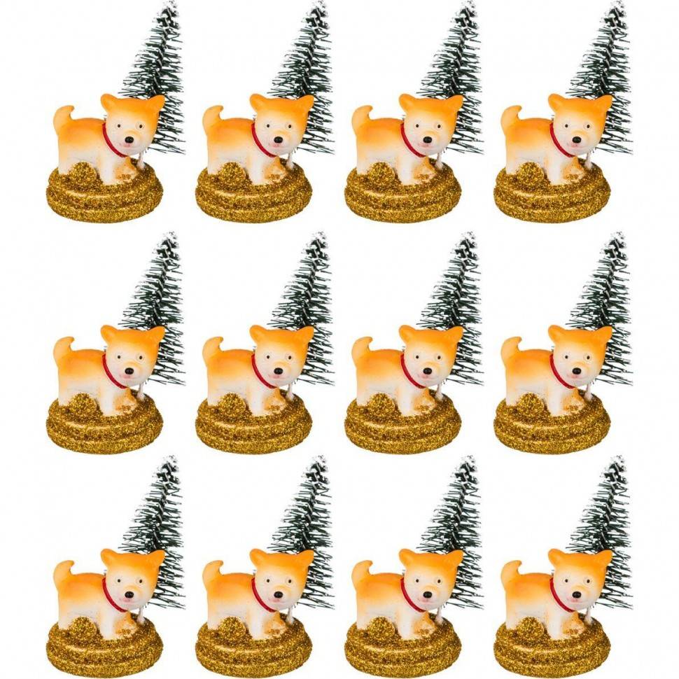 Комплект из 12-ти фигурок "собачка" 4*3,5*5 см.  332-536 фото 1 — Egidius.ru