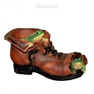 Декоративное кашпо для сада Башмак с лягушками, L26 W15 H15 см 81-6013 — Egidius.ru