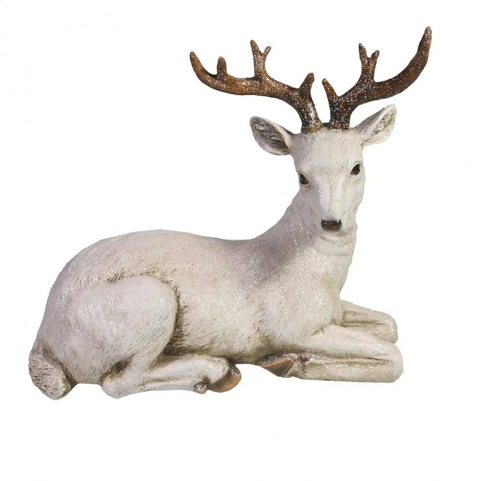 Фигура декоративная олень (белый) l22w10h19  81-6752 фото 1 &mdash; Egidius.ru
