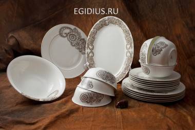 Столовый сервиз &quot;Лейла&quot; на 6/20 пр Костяной фарфор 620-203 — Egidius.ru