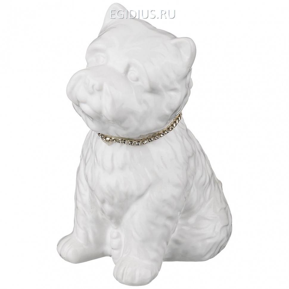 Копилка "собака белая с ошейником" высота=18 см. 332-483 фото 1 — Egidius.ru