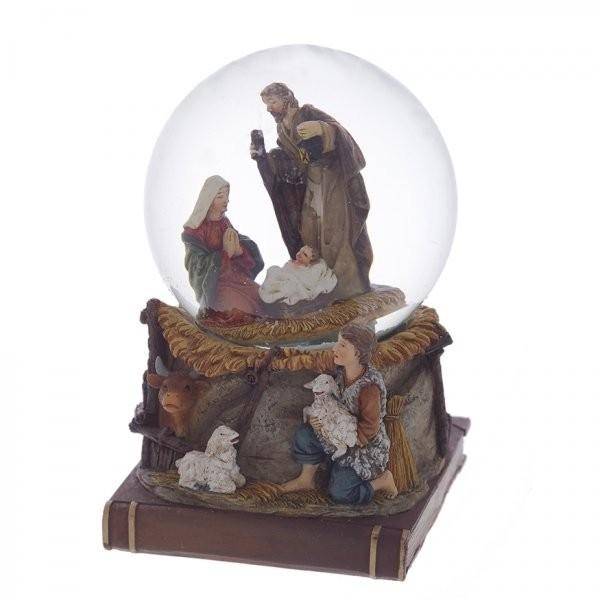 Стеклянный рождественский шар с музыкой и генератором вьюги, 10,5х11,3х15,5см, 100мм 81-1191 фото 1 — Egidius.ru