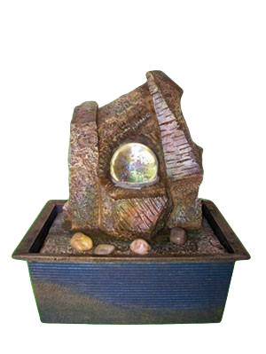 Фонтан с помпой Каменная композиция с шаром,цветная подсветка   21*15*25 10-0355 — Egidius.ru