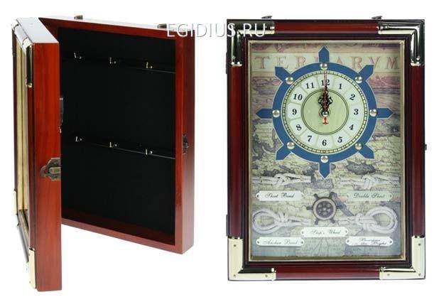 Коллаж-ключница с часами Морские узлы 30*7*22см 104-072 фото 1 &mdash; Egidius.ru