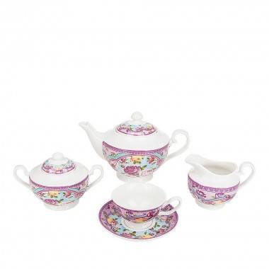 Чайный сервиз 15пр. &quot;Розовый нектар&quot; v=180/400/500/1100мл. (фарфор)  408-117 — Egidius.ru