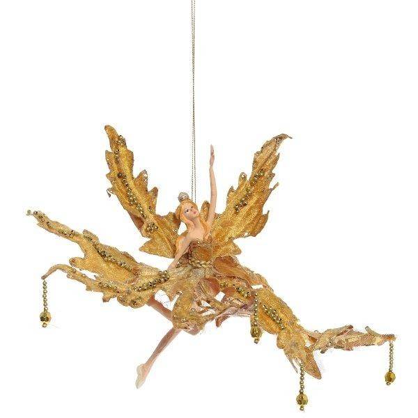 Новогоднее украшение "Фея" (золотая), 22,8см (без инд.упаковки) 84-0118 фото 1 — Egidius.ru