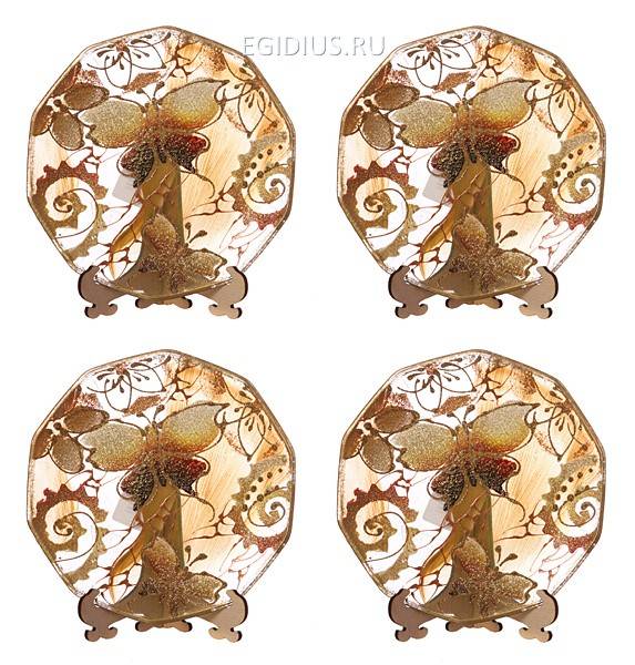 Набор тарелок декоративных из 4 шт."бабочка золотая" диаметр=15 см. 319-842 фото 1 — Egidius.ru