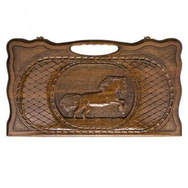 Настольная игра: Нарды резные &quot;Лошадь&quot; с ручкой 60, Haleyan 4-2-036 — Egidius.ru