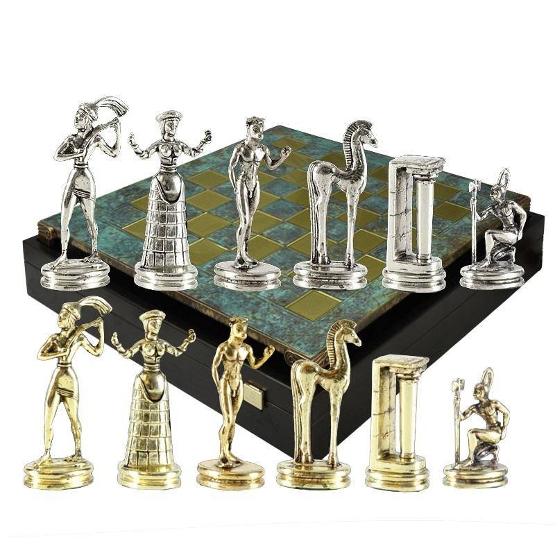 Шахматный набор "Минойский период" (патинирован. мет. доска 36х36, дер. короб, фигуры золото/серебро) 31-0836 фото 1 — Egidius.ru