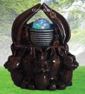 Фонтан с помпой Кролики с подсветкой  10-0075 фото 1 &mdash; Egidius.ru