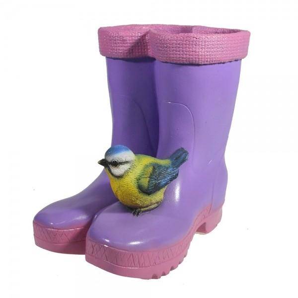 Декоративное кашпо "Сапоги с птичкой" (сиреневые), L17 W13 H18 см 81-6680 фото 1 — Egidius.ru